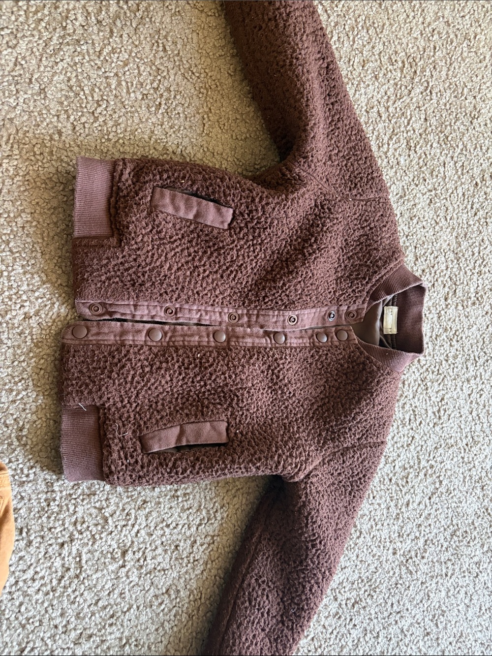 B65 Jamie Kay 4y Brown Teddy Sherpa Button-Up Bomber-Style Jacket
